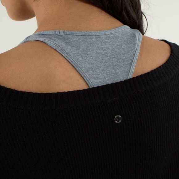 LULULEMON Cashmere Wool Reversible Scoop Neck Long Sleeve Sweater Black Grey 4 - Picture 13 of 15